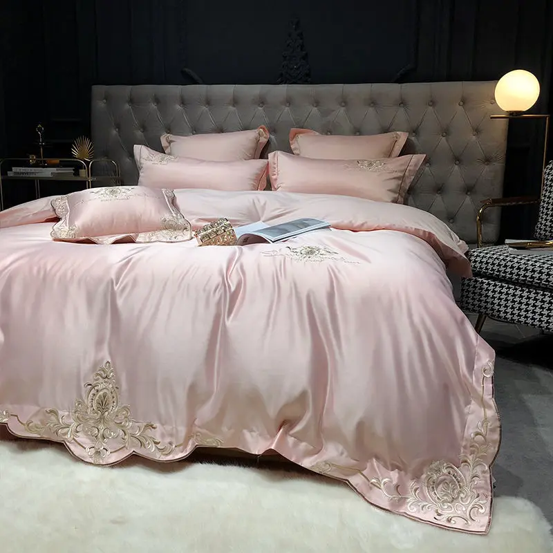 

Silk Bedding Set Simple European Style Bedspreads Comfortable Quilt Cover Flat Or Fitted Bed Sheet With Pillowcase Bedroom Decor