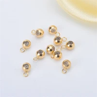 genuine 18k yellow gold ball plunger spacers crimp end beads au750 diy homemade necklace pendant bracelet material accessories