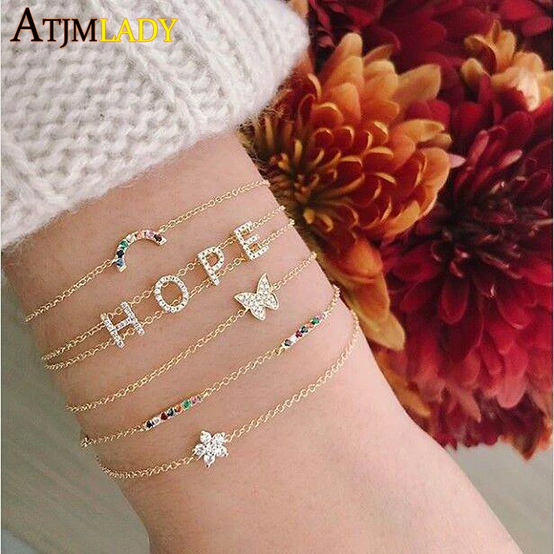 Браслет-цепочка из серебра 925 пробы с разноцветными фианитами | Украшения и