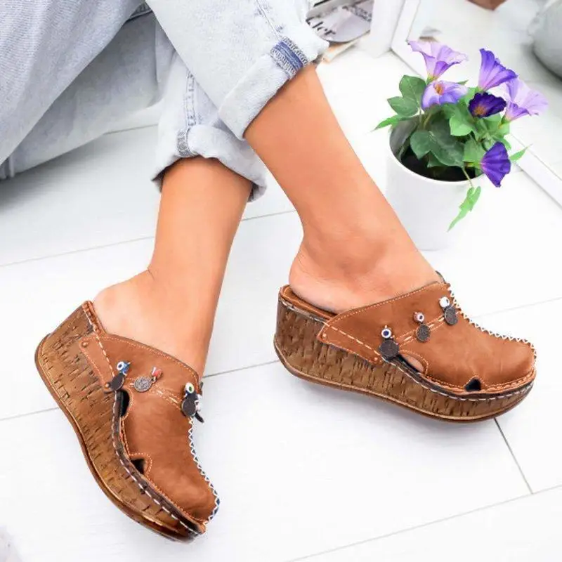 

Puimentiua New Women Sandals Summer Platform Shoes For Woman High Heel Sandals Summer Shoes Sewing Retro Toeless Sandalia