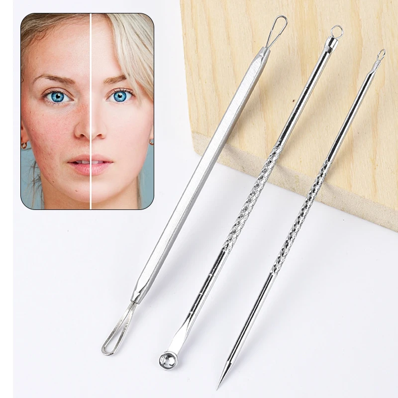 

3Pcs Face Exfoliator Blackhead Comedone Pimple Remover Tool Blackhead Acne Needles Extractor Tools Skin Cleaner Face Care