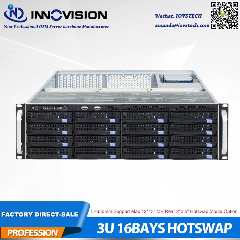 Чехол для ПК с горячим разъемом 3U 650 мм 16HDD|server chassis|nas server chassisstorage chassis |