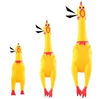 Игрушки для питомцев, визжащая курица, игрушка со звуком для собак, сверхпрочная забавная Желтая резиновая курица, игрушка для жевания