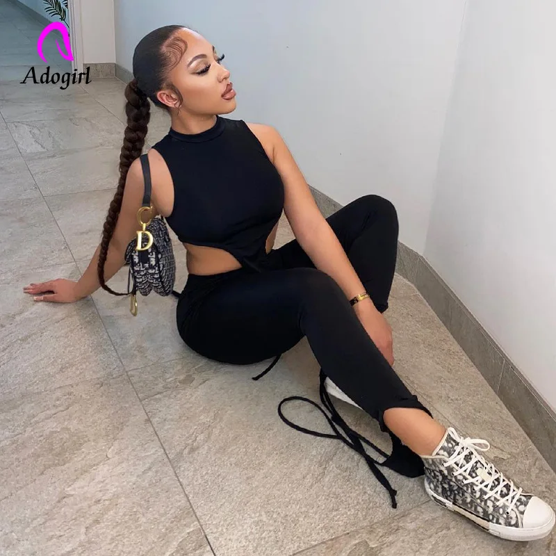 

Tracksuit Women 2 Piece Set Sleeveless Tank Top + Skinny Jogging Pants Fitness 2021 Summer Jogger Set Sexy Club Party Outfits