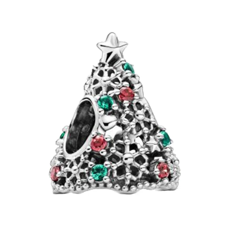

2020 Winter New 925 Sterling Silver Beads Glitter Christmas Tree Charm fit Original Pandora Bracelet Christmas Jewelry