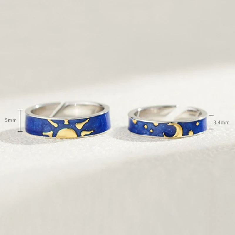 

Moon Star Starry Night Van Gogh Adjustable Rings For Couple Lover's Real Price 2020 Drop Shipping Women Men Jewelry Open Rings