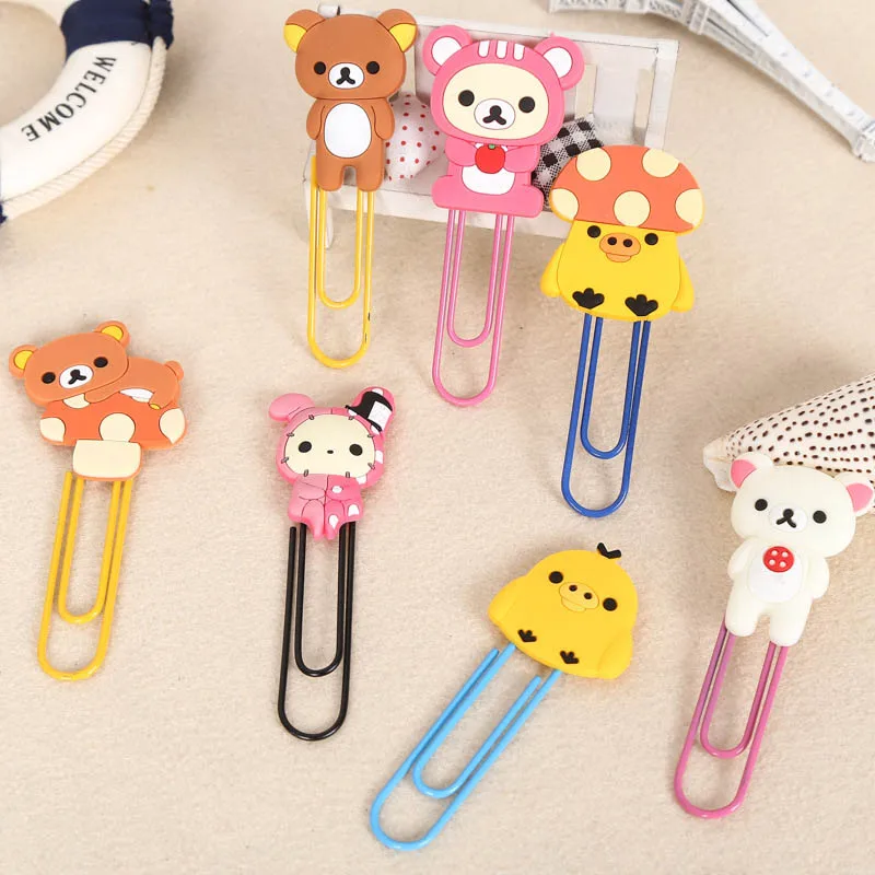 Study Binder Clips Paper Kawaii Stationery School Office Supplies Bookmark Cartoon 2Pcs Multifunction Rubber Paperclips | Дом и сад