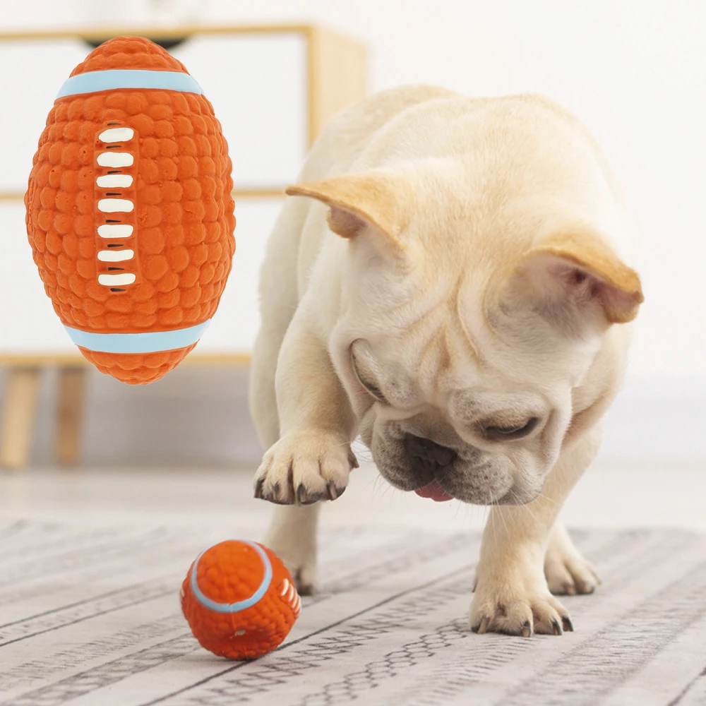 

Dog Rugby Ball Squeaky Chew Toy with Non-Toxic Natural Rubber Interactive Dog Toy Small Medium and Large Dogs Toy for Teeth