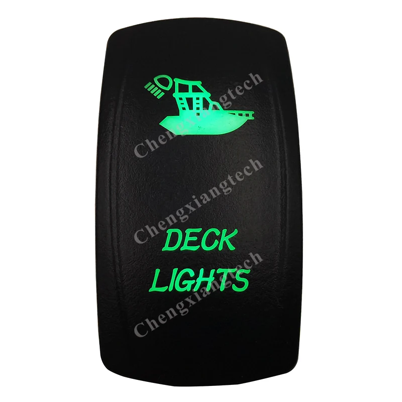 

12V 24V Boat Marine Yatch 5 Pin ON/OFF SPST Rocker Toggle Switch- DECK LIGHTS - Green Led Waterproof for Carling ARB 4X4 NARVA