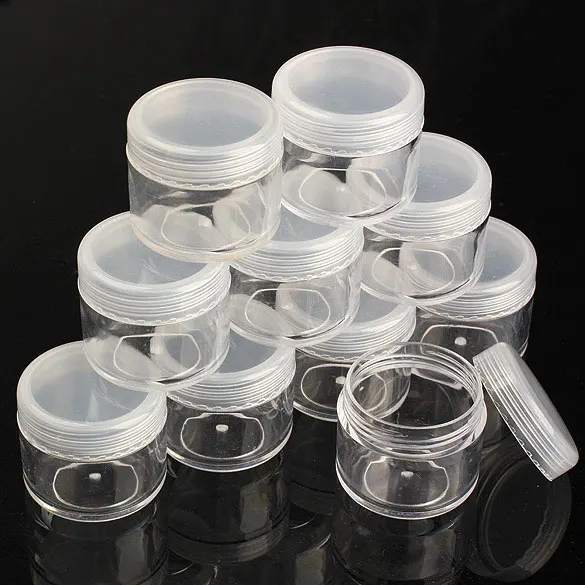 

10 Pcs Plastic Storage Box Nail Art Cosmetic Bead Gems Case Bottle Pot KG66