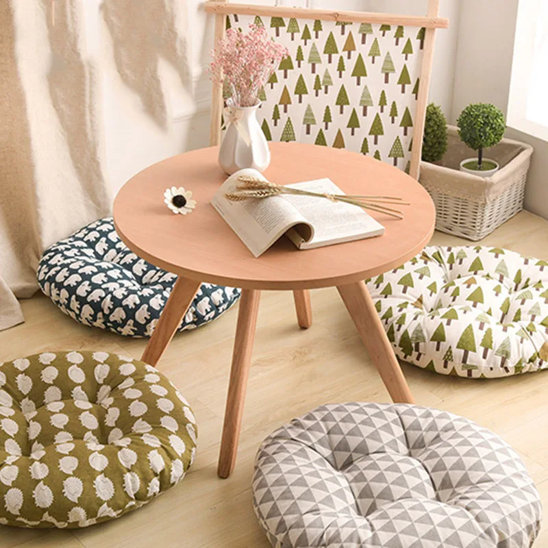 Круглая подушка для сиденья Полиэстеровая хлопчатобумажная Наволочка на