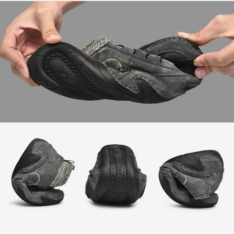 

Men Winter Boots Fashion Leather Boots Men Autumn Winter Snow Casual Shoes Men Outdoor Light Ankle Antislip Warm Zapatos size 48