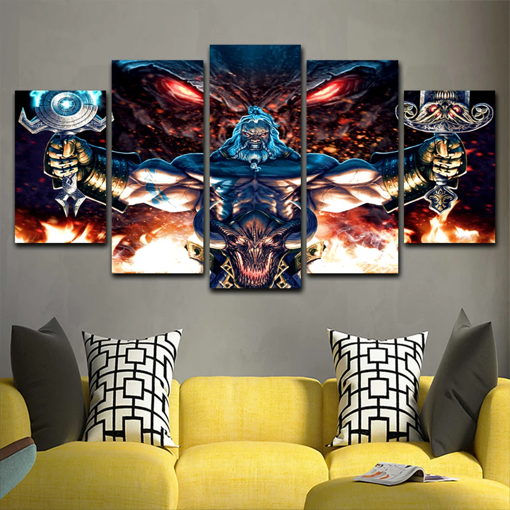 

5 Piece Canvas Wall Art Game Poster Animation For Living Room Modern HD Bedroom Pictures Cool Cartoon Home Decoration