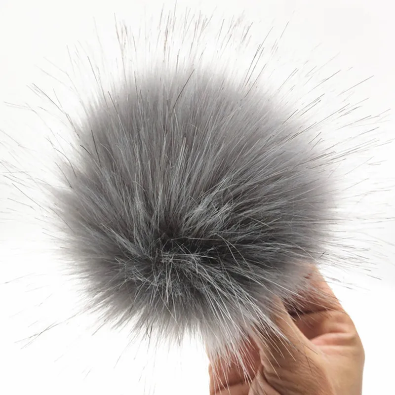 12cm colorful pompoms with snaps New winter artificial fur poms for knitted beanies cap hats shoes men's skullies & beanies