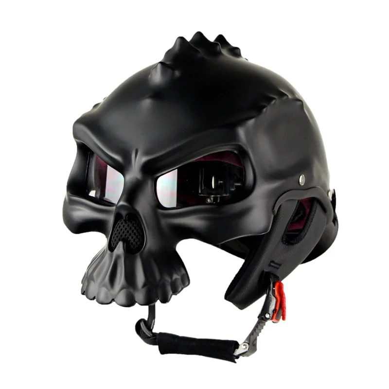 New Motorcycle Skull Open Face Helmet Dual Use Personality Vintage Retro Riding Half Helmets Protective Gear | Автомобили и