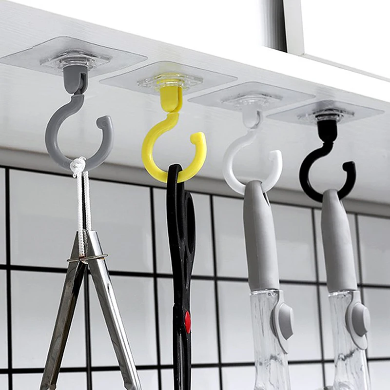 

2Pcs Transparent Hangers Self Adhesive Wall Hooks Storage Holders In Bathroom Kitchen Stick On Door Hooks For Keys Towels