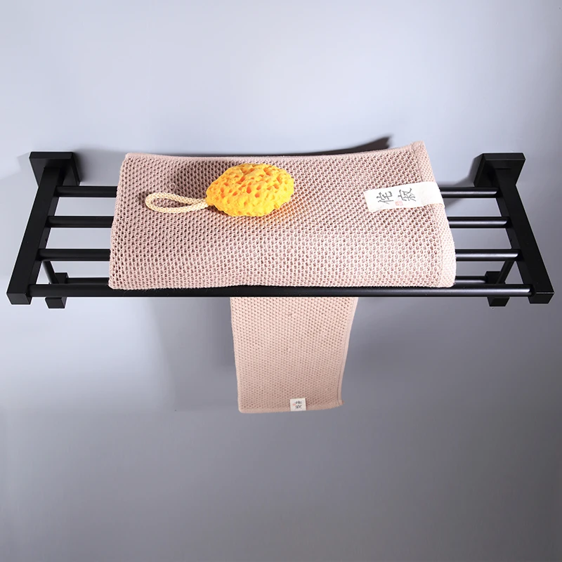 

Bathroom Towel Rack Towel Rail Bathroom Shelf AluminumBlack Bath Towel Holder Bath Shelves