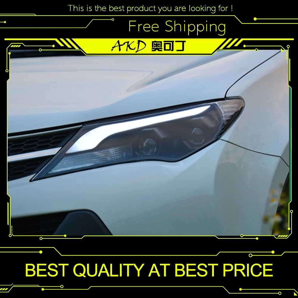 

АКД стайлинга автомобилей для 2014-новинка 2015 RAV4 светодиодный фары RAV4 светодиодный фары DRL Bi Xenon объектив высокого ближнего парковка Туман лам...