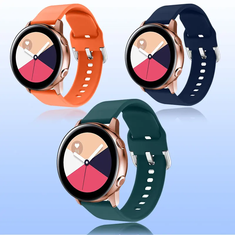 

Suitable for Samsung Galaxy Watch Active smart watch 42mm Active2 40/44mm strap Pure color silicone strap 20/22mm