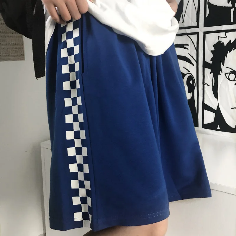 

GOOHOJIO 2020 New Lattice Fashionable Beach Solid Color Short Simple Oversized Casual Shorts Women Loose Summer Shorts Couple