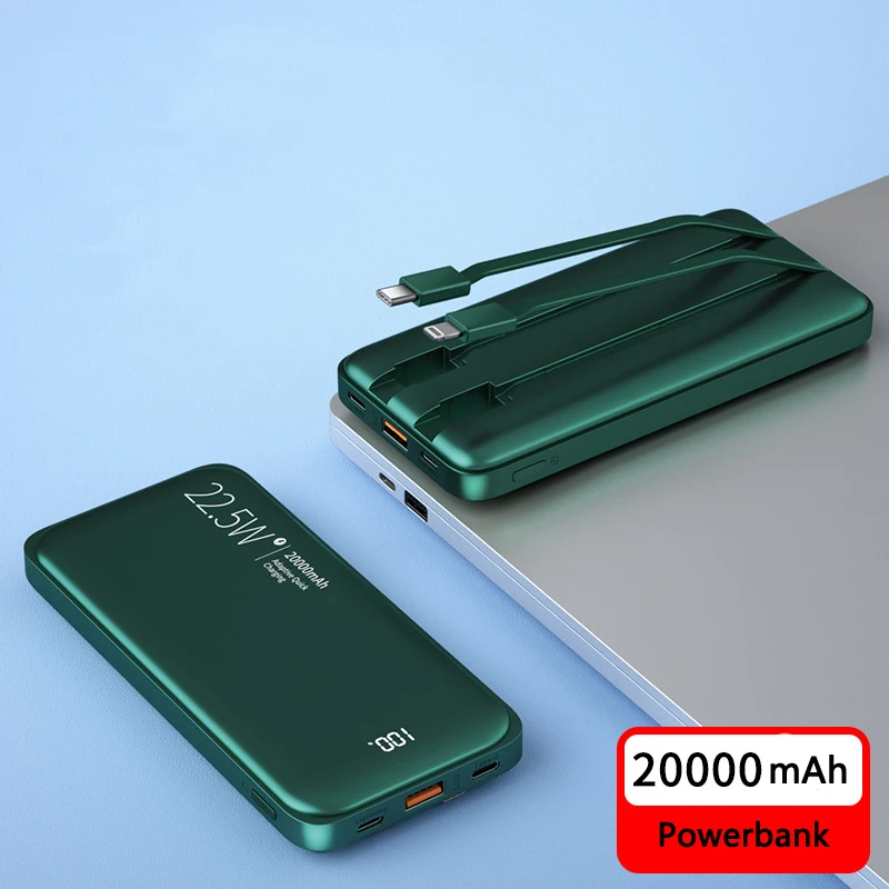 

Внешний аккумулятор с кабелем, 20000 мАч, 22,5 Вт