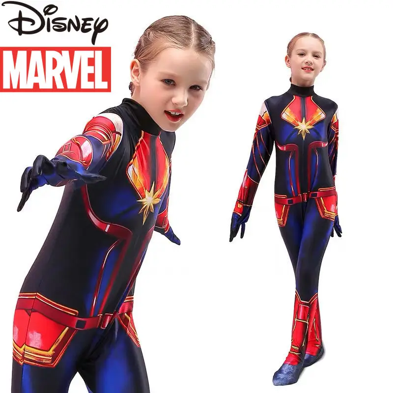 

Disney Marvel Avengers Captain Marvel Cosplay One-piece Tights Children's Captain Marvel Costumecosplay