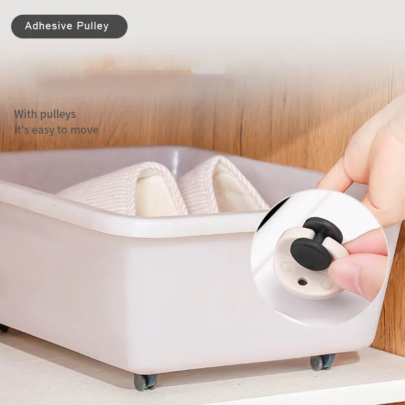 

4pcs Adhesive Pulley Bottom Shelf Storage Box Sorting Boxes Caster Bottom Pulley Home Storage Tool Accessiories