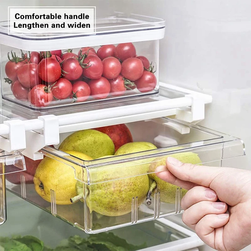 

Fridge Organizer,Drawer Refrigerator Organizer,Pull Out Fridge Storage Bins Containers for Fruit Vegetable