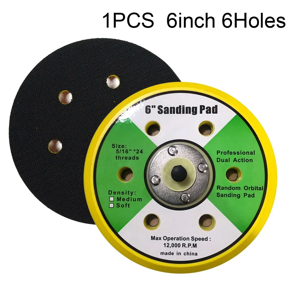 

5/16-24 Male Thread SANDING PAD 6\" Grinder Hook & Loop Metal Finishing