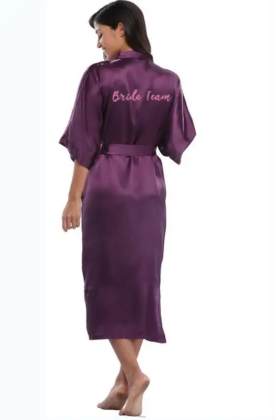 Фиолетовое Женское платье Горячая Распродажа халат из искусственного шелка