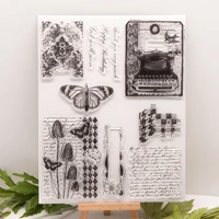 typewriter script background dies arrivals clear stamps and dies rubber stamps for card making wax silicone silicone stamp