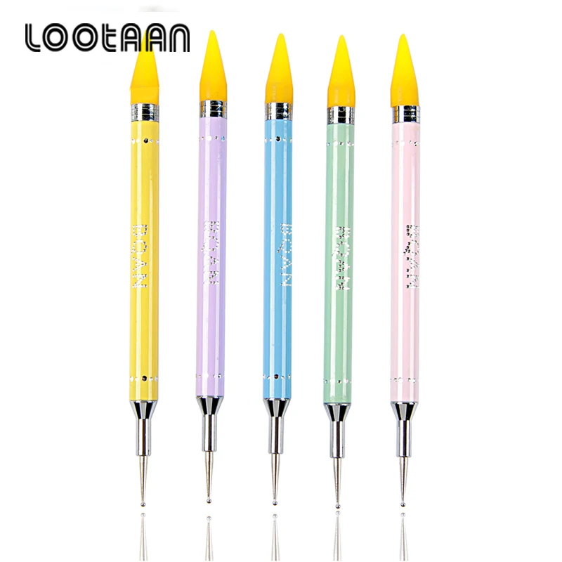 Lootaan 1 шт. 2 головы воск для очистки ногтей Стразы гель-аппликатор Уход за ногтями Декор Аксессуары двойной конец
