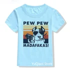 Винтажная Футболка Pew Madafakas PitbullPugCatUnicorn Ainmal с принтом, Забавная детская синяя футболка, летняя одежда для мальчиков от 2 до 13 лет