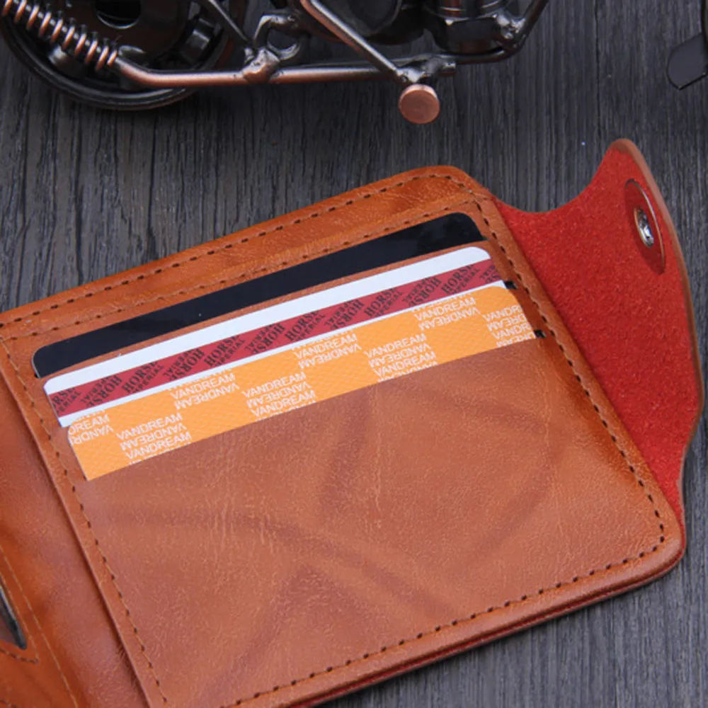

Us Dollar Bill Wallet Brown Leather Wallet Bifold Credit Card Photo Black Short Purse Small Men Short Business Coin Purse