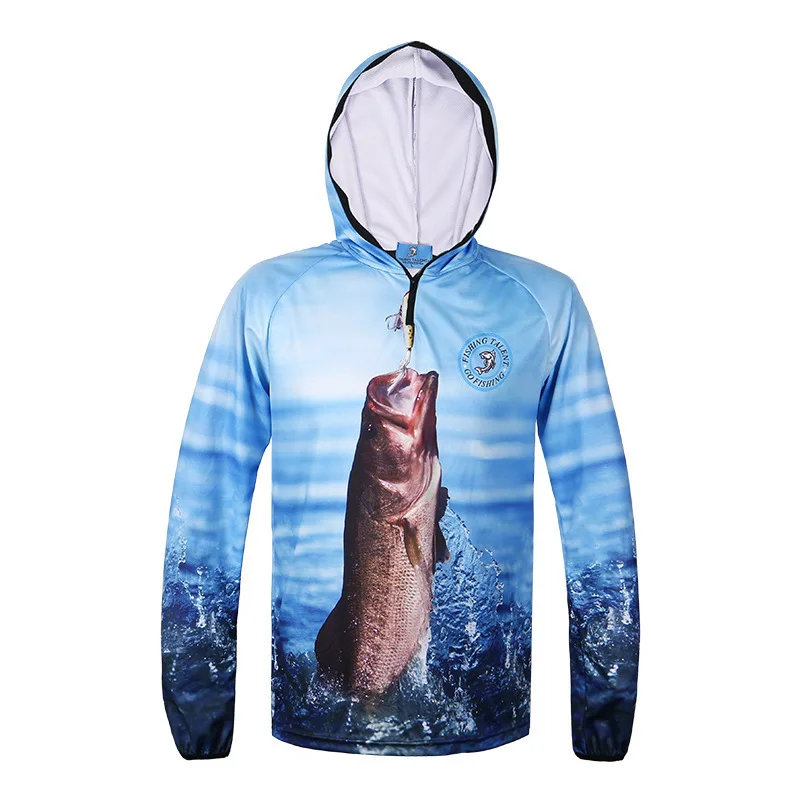 Рыбацкий топ с капюшоном рубашка длинными рукавами одежда рисунком рыбы