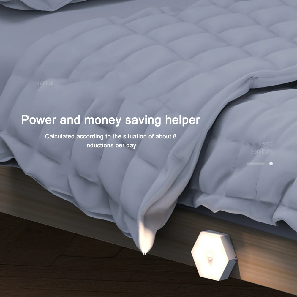 

1PCS LED Motion Sensor Night Light USB Rechargeable Hexagonal Creative Decorative Light Intelligent Human Body Sensor Light