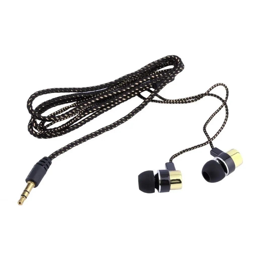 

3.5mm Stereo Woven Fiber Cloth Line Headset Device Metal Earphones Jack Wholesale