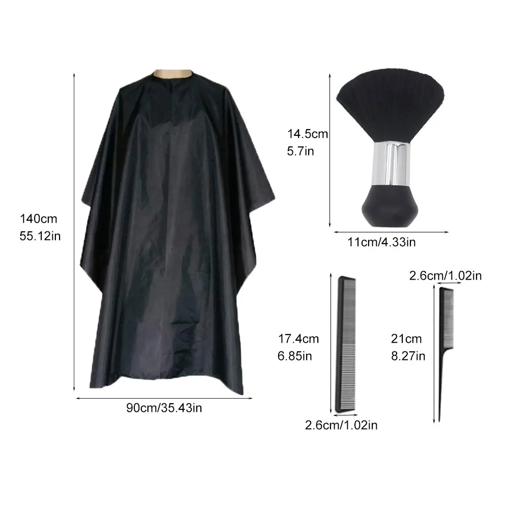 

Scarf Apron Home Barber Professional Neck Dust Brush Salon 2 Combs Hairdressing Cape Set Hair Cutting Styling Gown Accessories