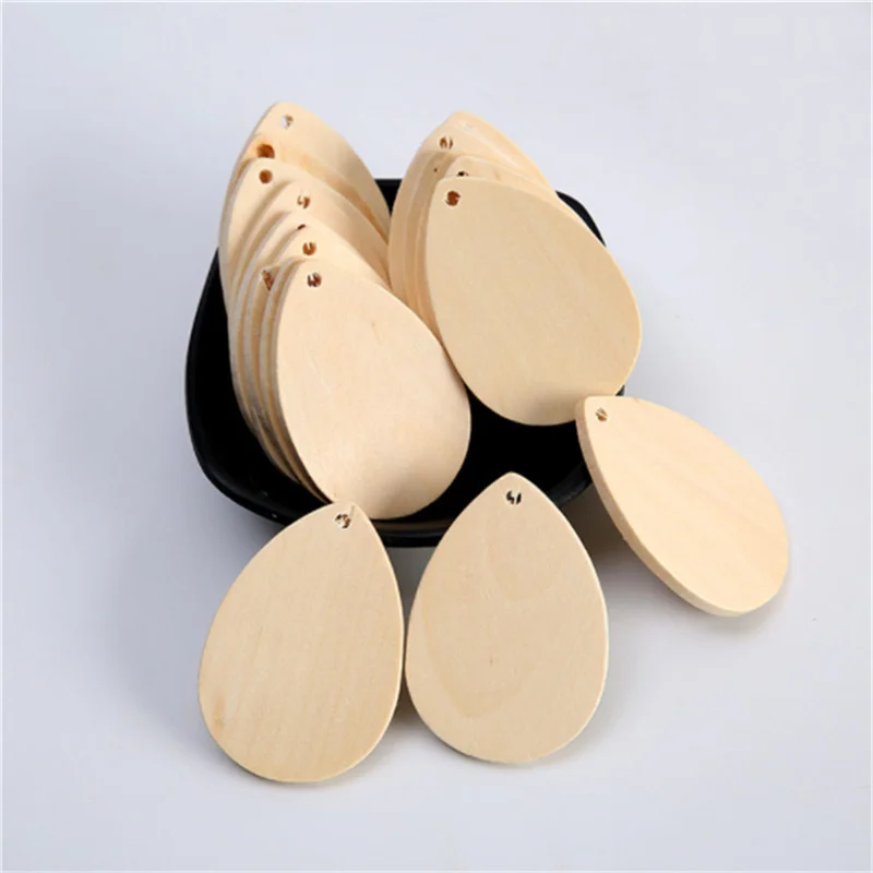 

Julie Wang 10PCS Natural Wood Drop Shape Charms Blank Wooden Slices Pendant Earrings Jewelry Making Accessory Decor