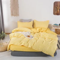 japanese bedding set 220x240 duvet cover with pillowcase 210x210 quilt covers yellow plaid blanket coverking size bed set