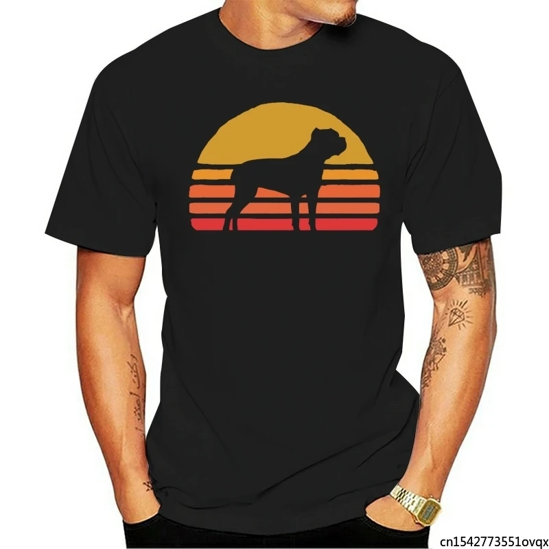 

Fashion Summer Hot Sale Retro Sun Cane Corso Silhouette T-shirt Crewneck Tee Shirt for Dog Lovers Unisex Tee