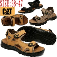 cat high quality first layer leather sandals couple outdoor sports beach shoes plastic brook shoes 38 47 yards