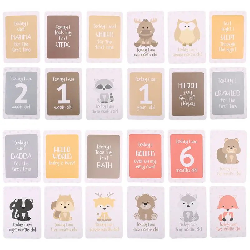 

24Pcs/Set For Memory Baby Pregnant Women Monthly Photograph Cards Fun Month Milestone Cards