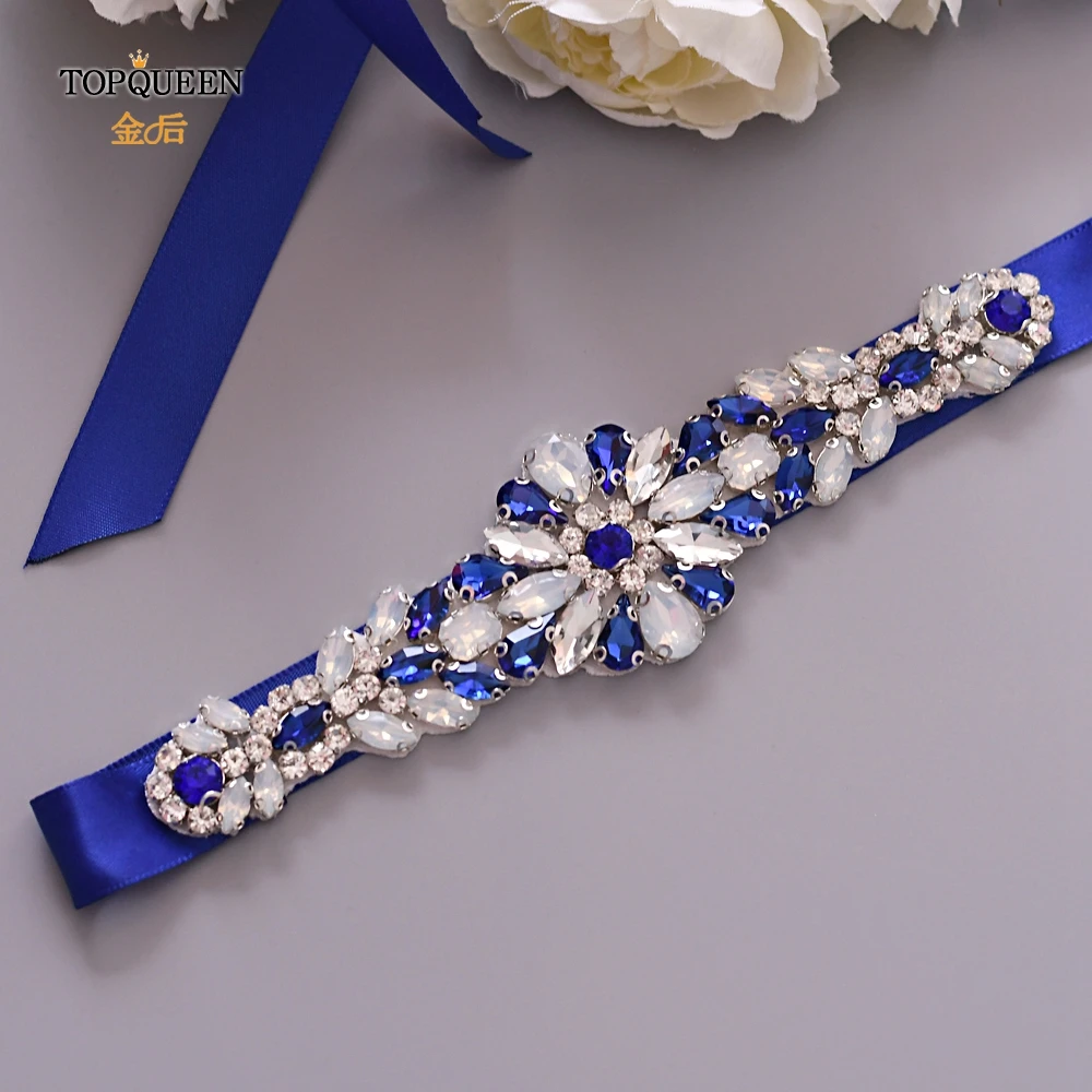 TOPQUEEN S424 Роскошный Королевский синий Стразы пояс для женщин с поясом украшен