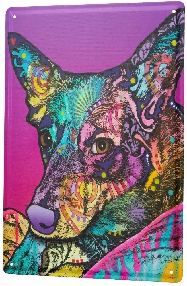 

SINCE 2004 Tin Sign Metal Plate Decorative Sign Home Decor Plaques Dog Colorful Dog