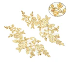 1 пара золото Цвет Venise кружевной отделкой с цветочным рисунком с блестками с аппликацией вышивкой патча свадебное платье кружево для художественного оформления ногтей, ручная работа