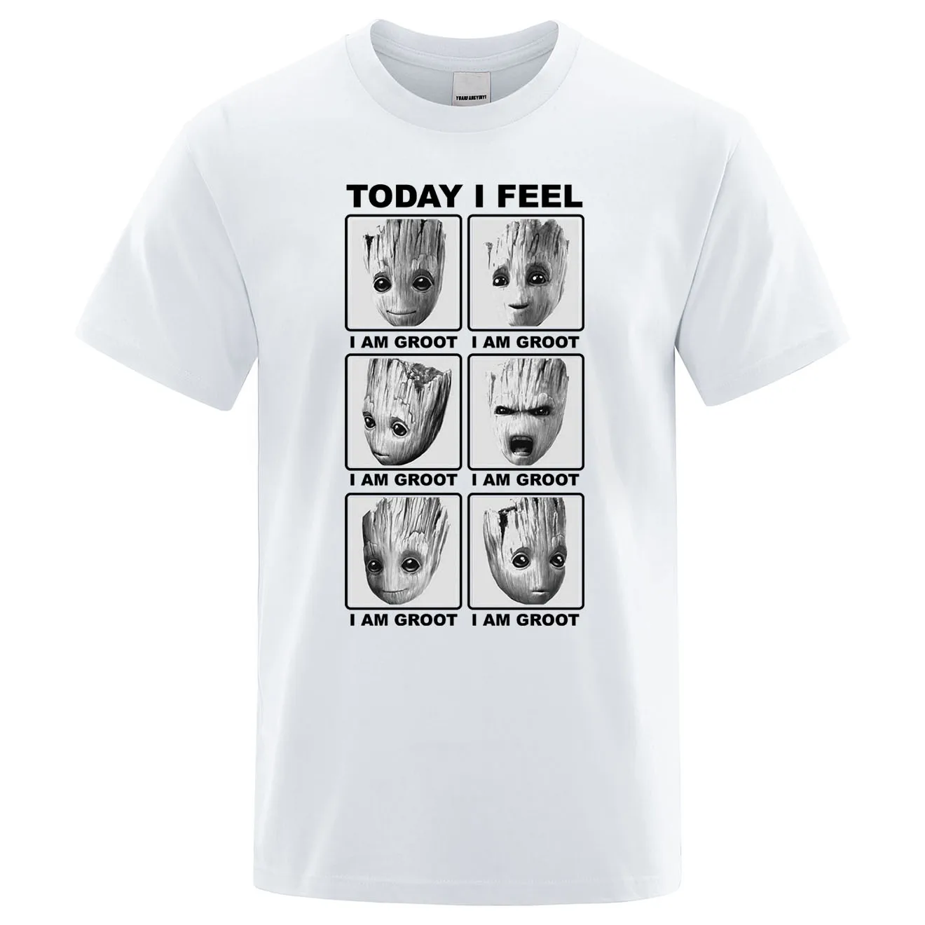 Футболки Marvel Today I Feel I Am groot, Футболка мужская, хлопок, уличная футболка, хип-хоп футболка с рисунком, Harajuku camisetas hombre - Цвет: white 6-1