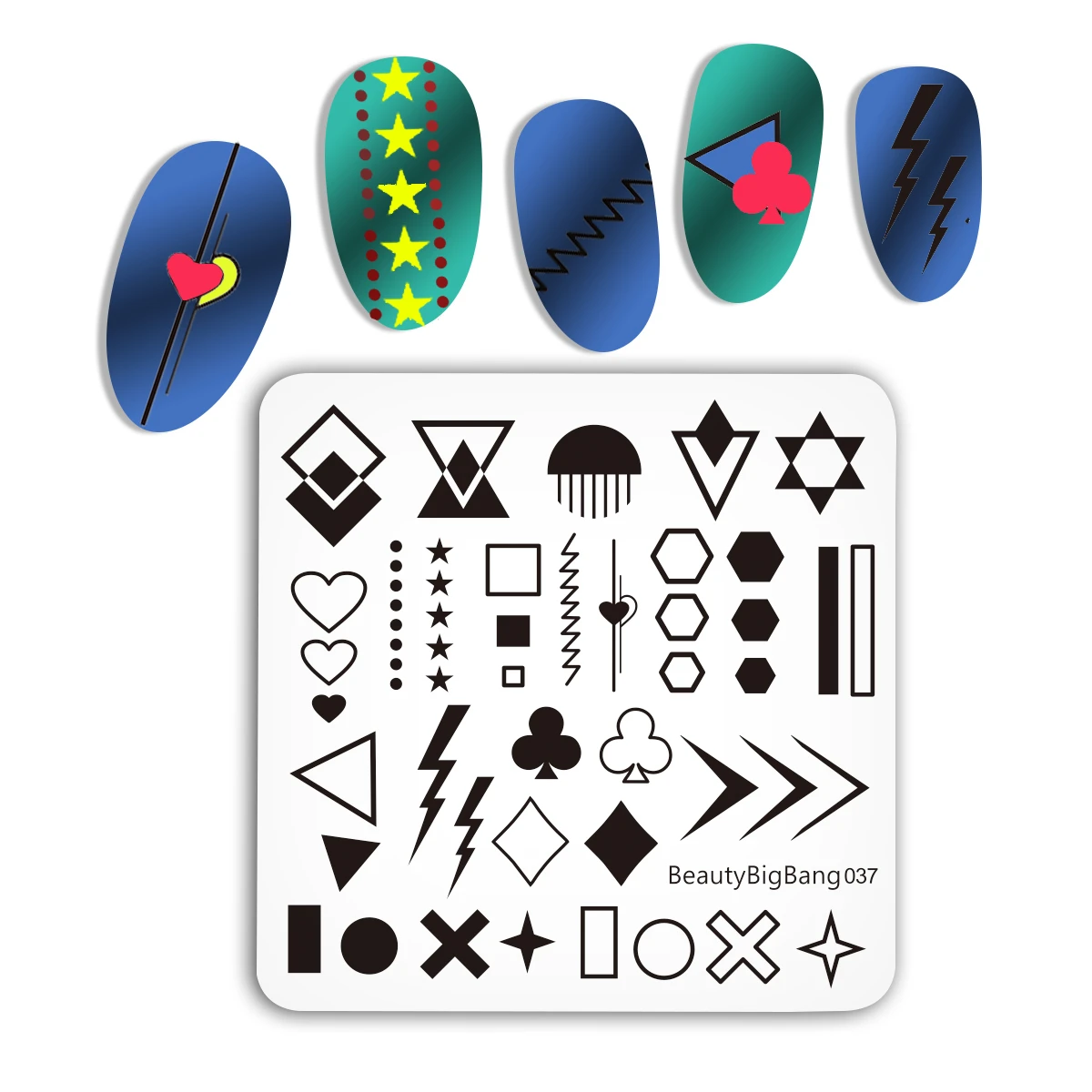 

BEAUTYBIGBANG Popular Nail Stamping Plates Rectangle Square and Round Nail Stamp Template Image Plate Stencil