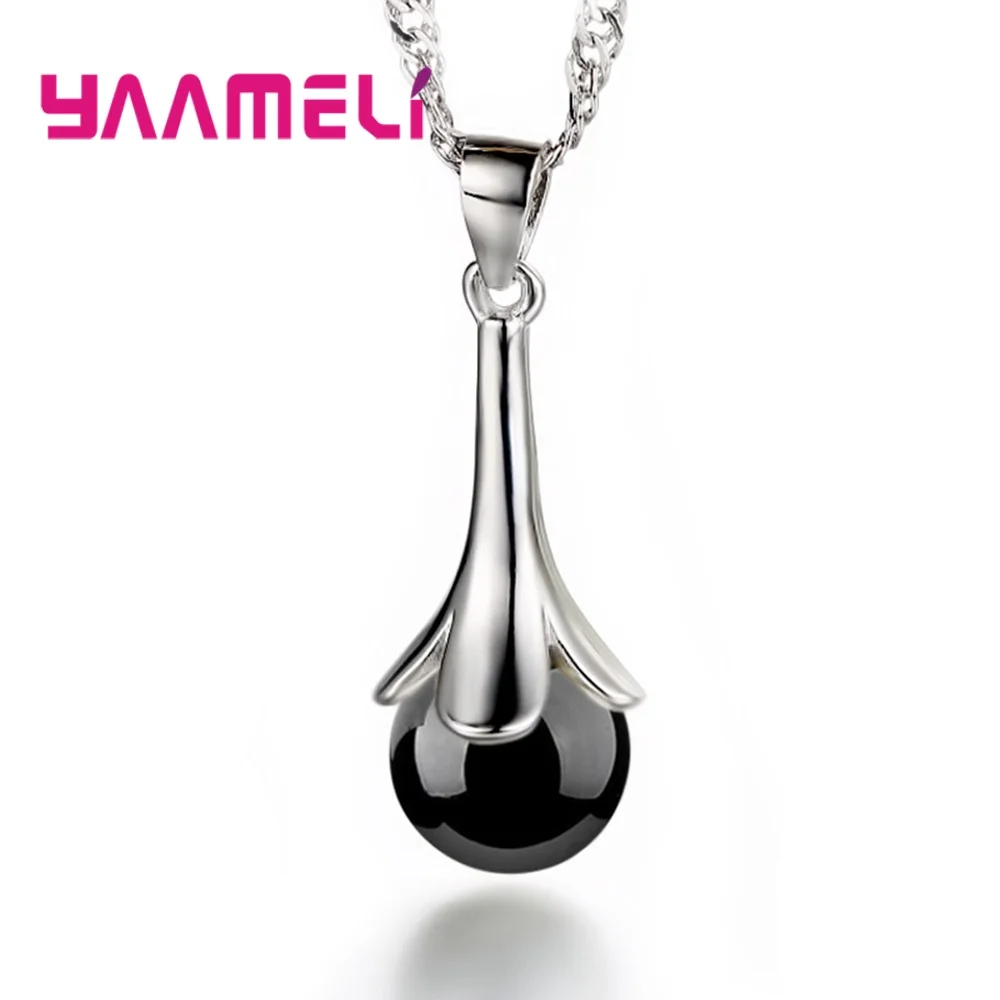 

Lastest Retro Style Beads Necklace 925 Sterling Silver Top Grade Red Black Onyx Stone Flower Drop Pendant Accessories Jewelry