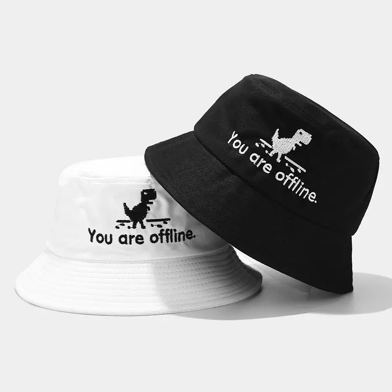 

Summer Bucket Hat Fashion Men Women Foldable Embroidery Letter You Are Offline Fisherman Hat bob embroidery Panama Flat caps